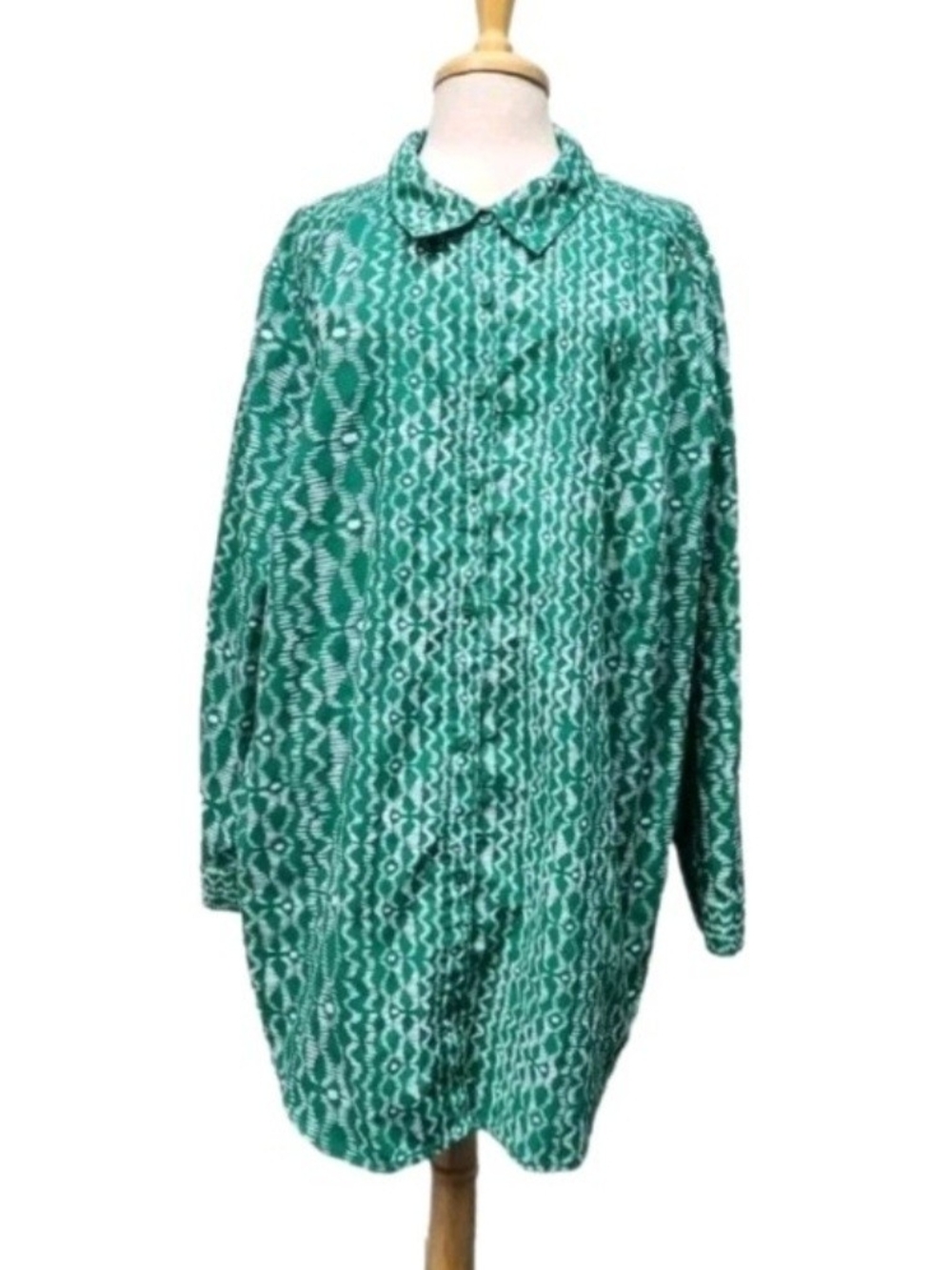 Roaman's Women's Kate Tunic Big Shirt Button Down Collared Top Size 30W (5XL)